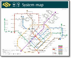 Singapore MRT & LRT train / rail map